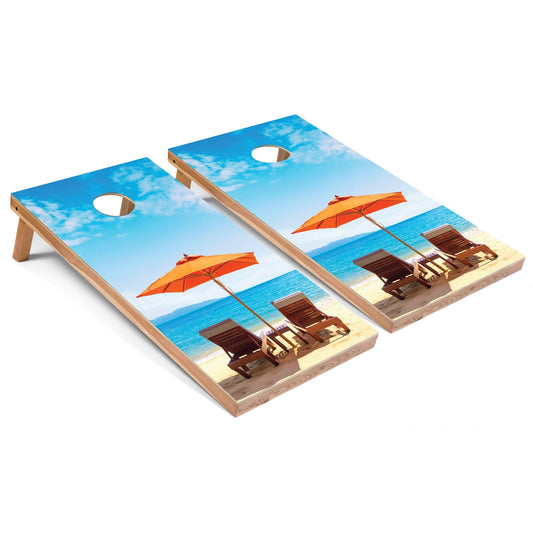 Beach Umbrella All-Weather Cornhole Set