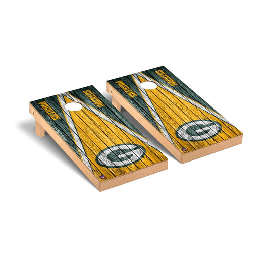 Green Bay Packers NFL Football Cornhole Board Set - Triangle Weathered Version
