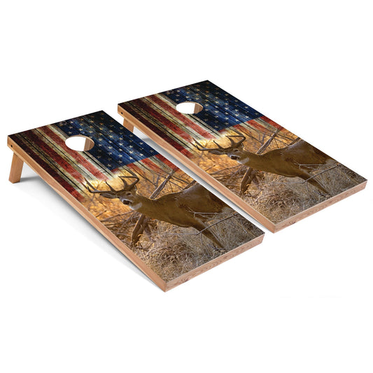 American Flag Deer Cornhole Boards
