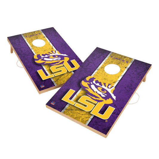 Vintage LSU Louisiana State Tigers Solid Wood 2x3 Cornhole Set