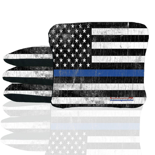 Blue Line Rustic Flag Stick & Slide Cornhole Bags