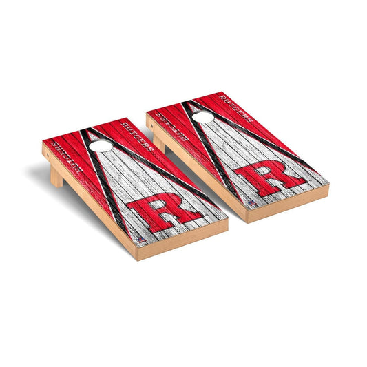 Rutgers Scarlet Knights Cornhole Board Set - Triangle Weathered Version