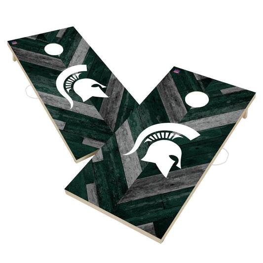 Michigan State University Spartans Cornhole Board Set - Herringbone Design