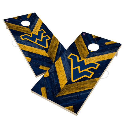 West Virginia University Mountaineers WVU Cornhole Board Set - Herringbone Design