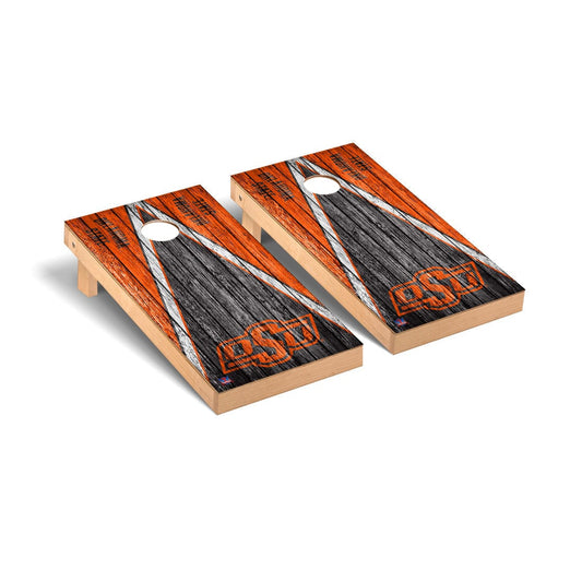Oklahoma State Cowboys Cornhole Board Set - Triangle Weathered Version