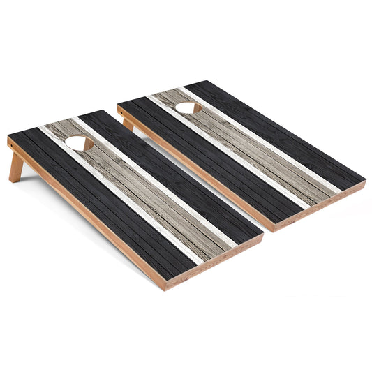 Dark Grey Striped All-Weather Cornhole Set