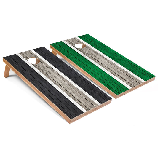 Dark Grey and Kelly Striped All-Weather Cornhole Set