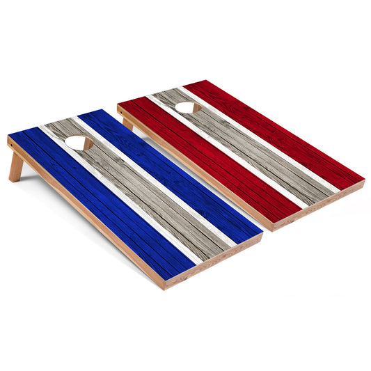 Royal and Red Striped Cornhole Boards