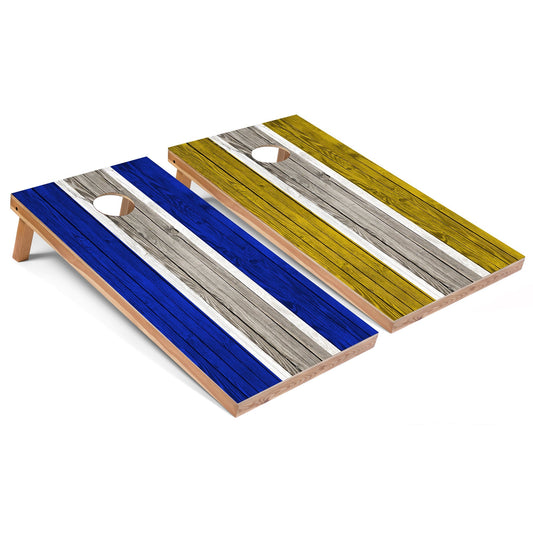 Royal and Yellow Striped All-Weather Cornhole Set
