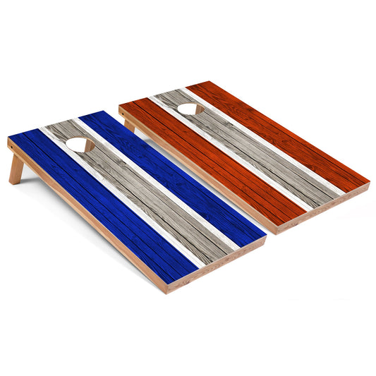 Royal and Orange Striped Cornhole Boards