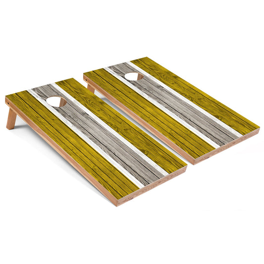 Yellow Striped Cornhole Boards