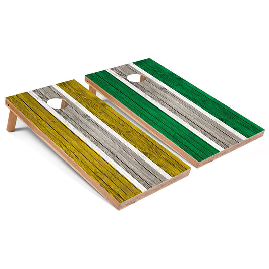 Yellow and Kelly Striped Cornhole Boards