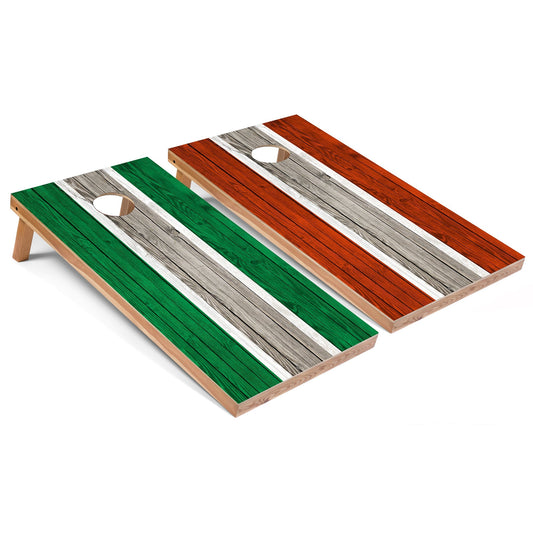 Kelly and Orange Striped All-Weather Cornhole Set