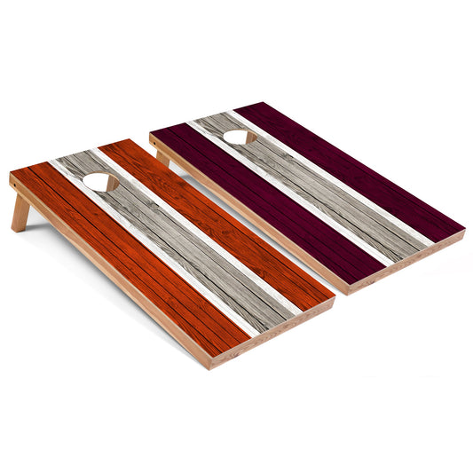 Orange and Maroon Striped Cornhole Boards
