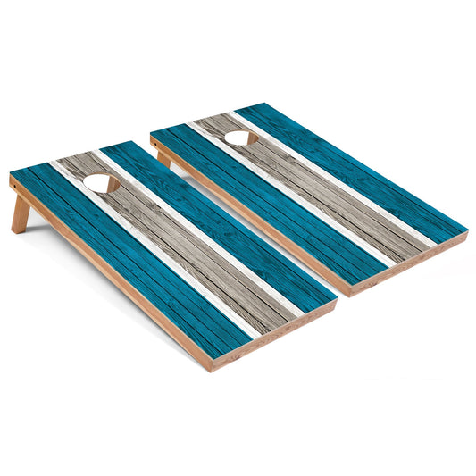 Turquoise Striped All-Weather Cornhole Set