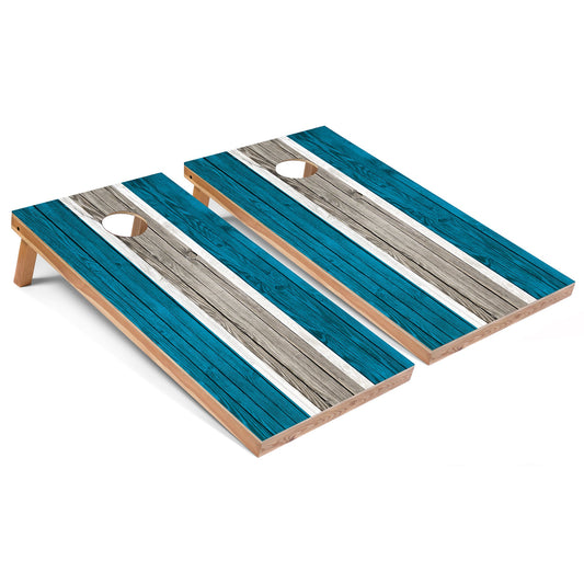 Turquoise Striped Cornhole Boards