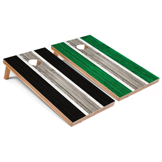 Black and Kelly Striped All-Weather Cornhole Set