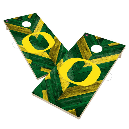 Oregon Ducks Cornhole Board Set - Herringbone Design