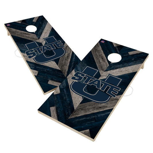 Utah State University Aggies Cornhole Board Set - Herringbone Design