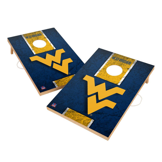 Vintage West Virginia University Mountaineers WVU Solid Wood 2x3 Cornhole Set