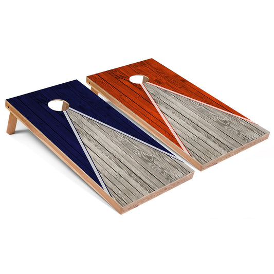 Navy and Orange Pyramid Cornhole Boards