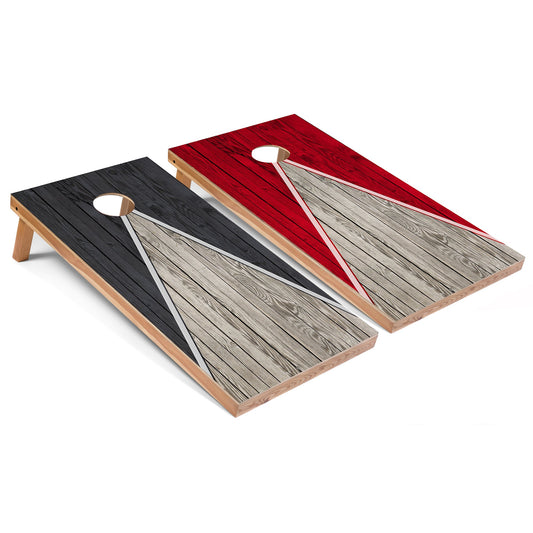 Dark Grey and Red Pyramid Cornhole Boards