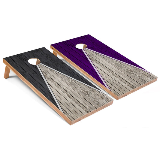 Dark Grey and Purple Pyramid Cornhole Boards
