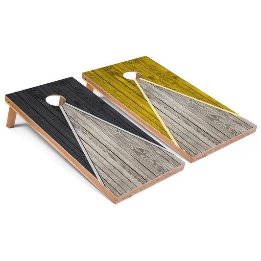Dark Grey and Yellow Pyramid Cornhole Boards
