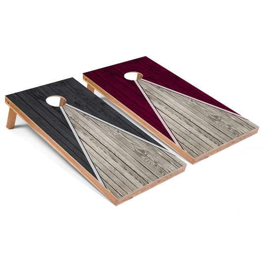 Dark Grey and Maroon Pyramid Cornhole Boards