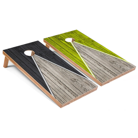 Dark Grey and Lime Pyramid Cornhole Boards