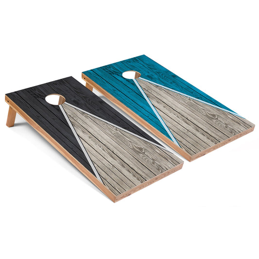 Dark Grey and Turquoise Pyramid Cornhole Boards