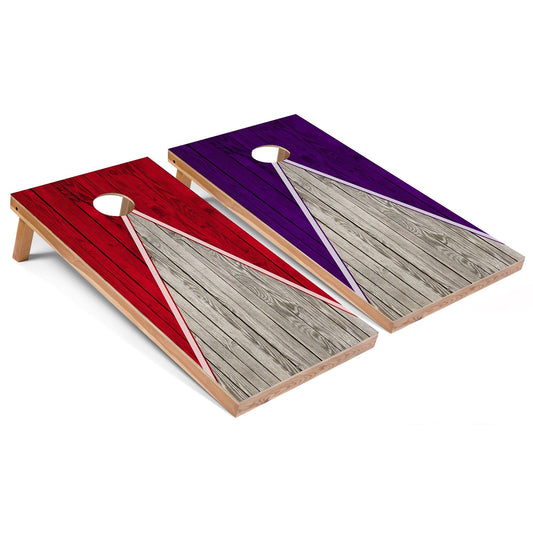 Red and Purple Pyramid Cornhole Boards