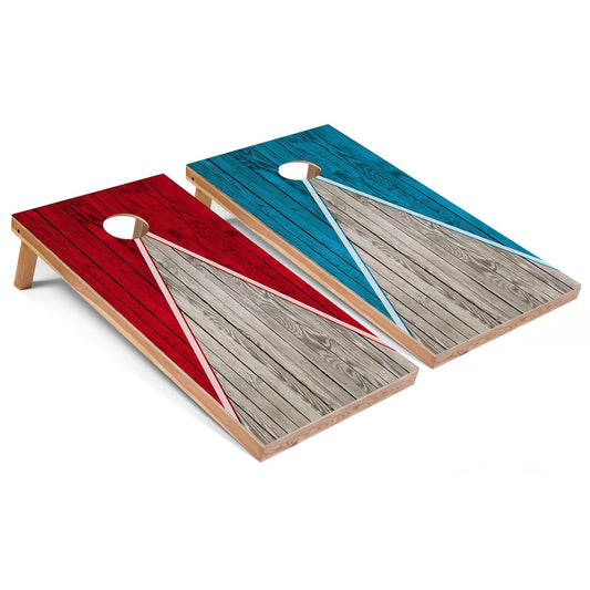 Red and Turquoise Pyramid Cornhole Boards