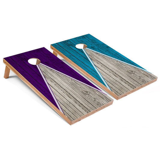 Purple and Turquoise Pyramid Cornhole Boards
