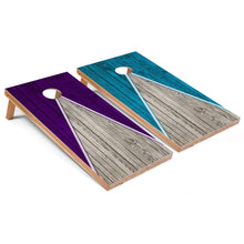 Purple and Turquoise Pyramid Cornhole Boards
