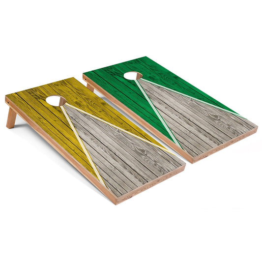 Yellow and Kelly Pyramid All-Weather Cornhole Set