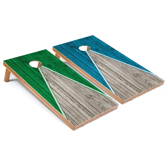 Kelly and Turquoise Pyramid Cornhole Boards