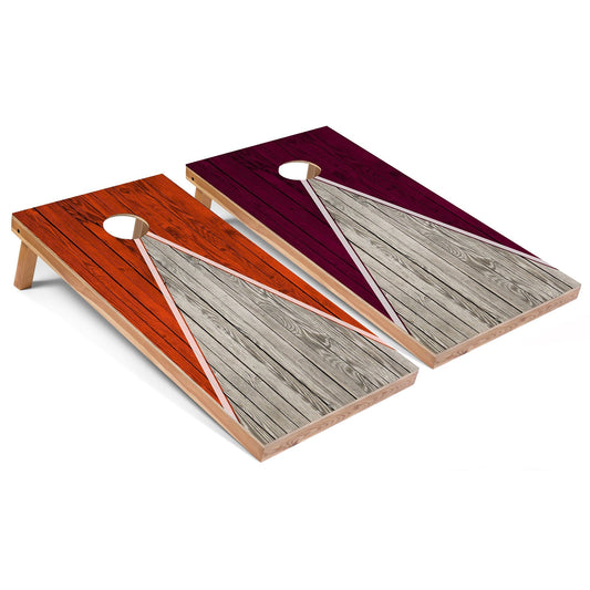 Orange and Maroon Pyramid Cornhole Boards