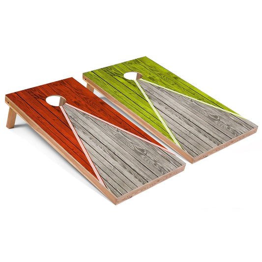Orange and Lime Pyramid Cornhole Boards