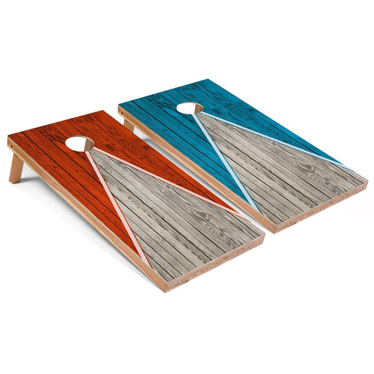 Orange and Turquoise Pyramid All-Weather Cornhole Set