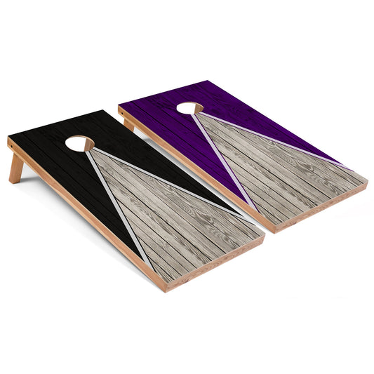 Black and Purple Pyramid Cornhole Boards