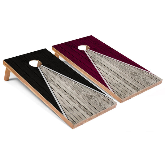 Black and Maroon Pyramid Cornhole Boards
