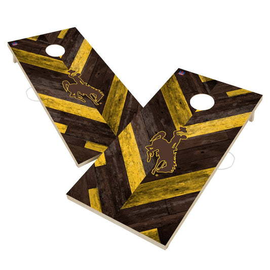 Wyoming Cowboys Cornhole Board Set - Herringbone Design
