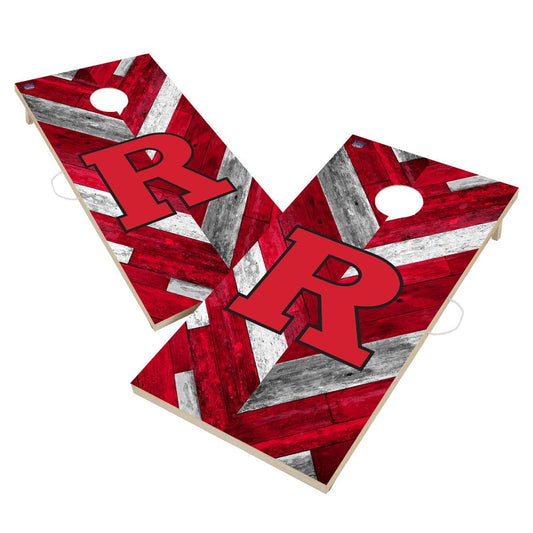 Rutgers University Scarlet Knights Cornhole Board Set - Herringbone Design