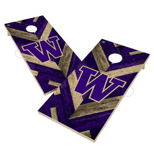Washington Huskies Cornhole Board Set - Herringbone Design