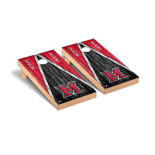 Miami University RedHawks Cornhole Board Set - Triangle Weathered Version