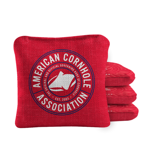 Official ACA Tournament Badge Synergy Pro Red Cornhole Bags