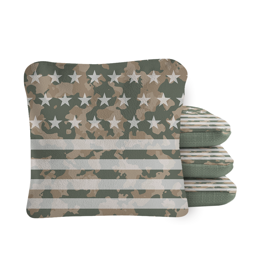 American Flag Camouflage Synergy Pro Green Cornhole Bags