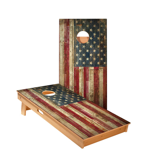 Rustic American Flag Cornhole Boards