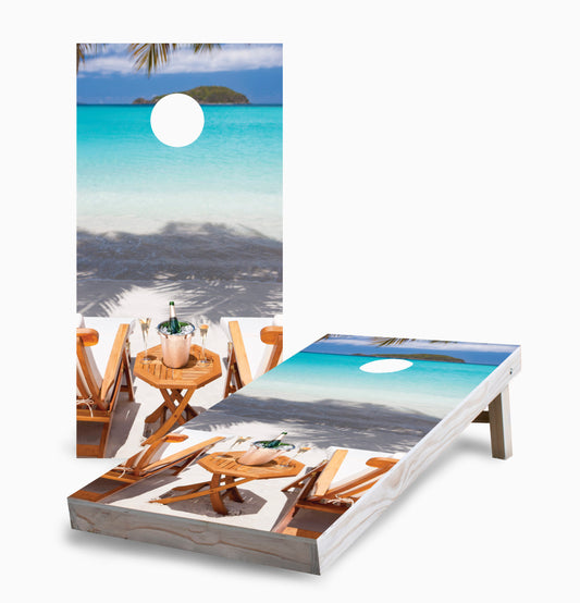 Beach Chairs Cornhole Boards